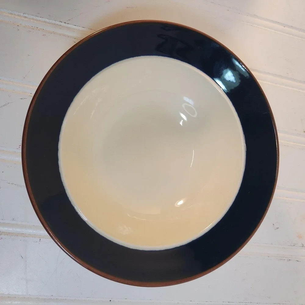 4 International Bands of Celebration Soup Bowls Success Stoneware Cobalt Blue